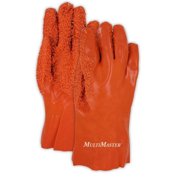 Magid 12 Orange Vinyl DoubleDipped PVC Coated Glove  Cut Level 1, 12PK T3083R